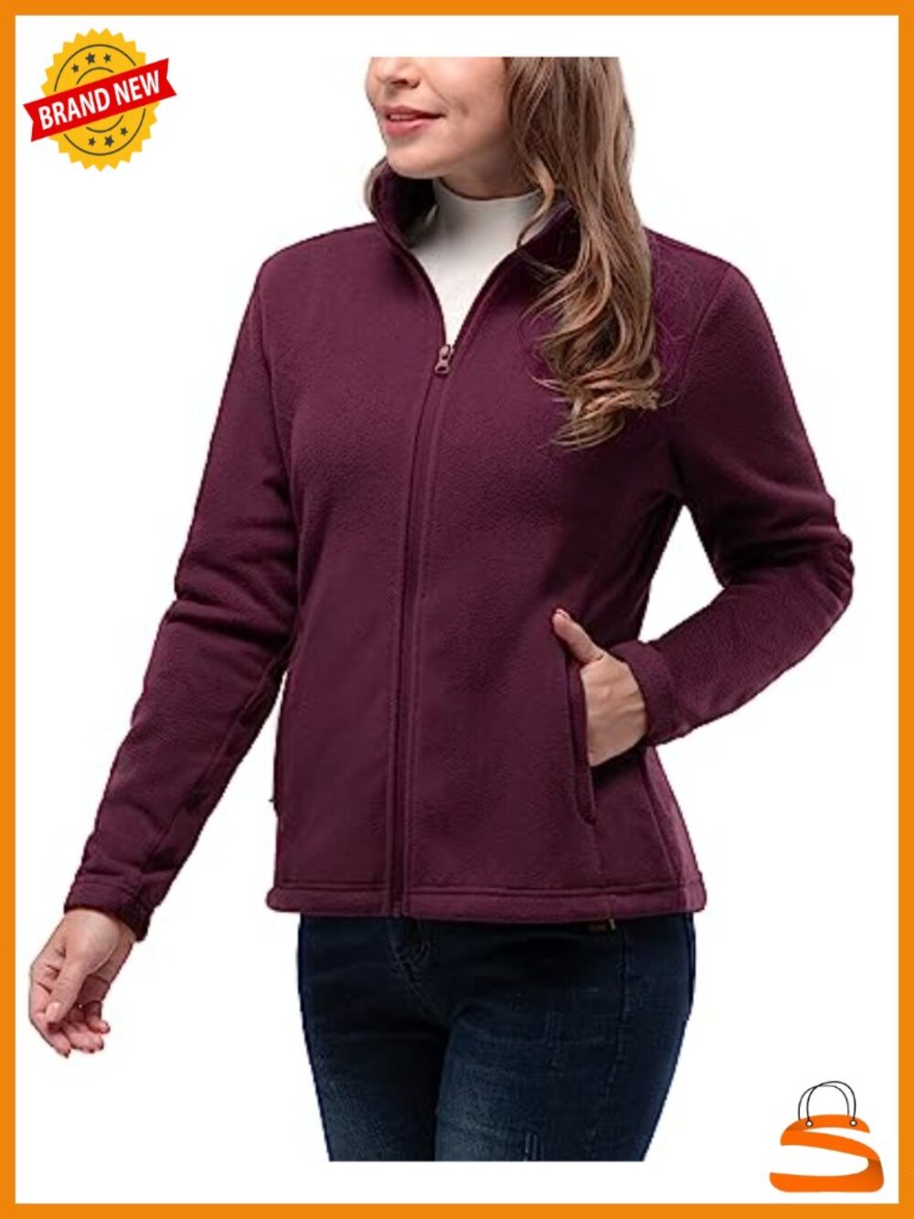 Women's Polar Fleece Zip Up Lightweight Hiking Sweatshirt Jacket